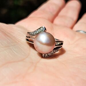 Sterling silver pink pearl ring 925